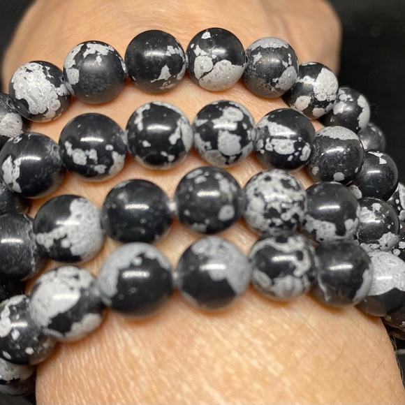 Crystals-NWTS-Handcrafted, AAA + Grade Snowflake Obsidian Bracelets - Picture 3 of 4
